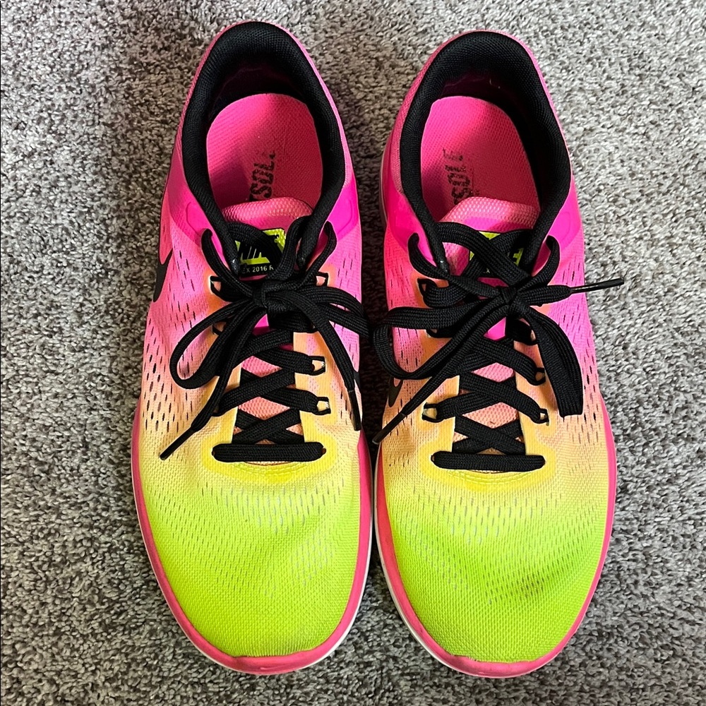 Neon Gradient Running Shoes - Pink & Yellow